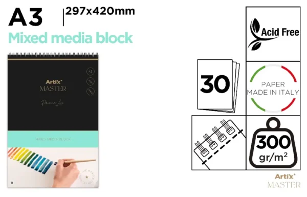 BLOC MULTI-TECHNIQUES MIXTE 300 g/m² A3.