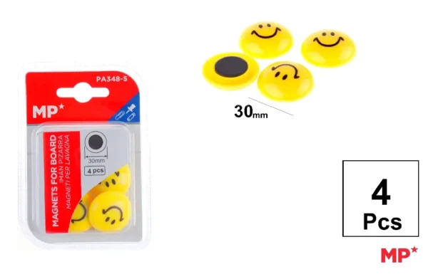 AIMANT POUR TABLEAU VISAGE SOURIRE 4 Uds