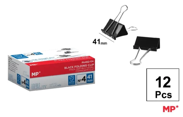 PINCE DOUBLE CLIP NOIRE 41 mm 12 Unités