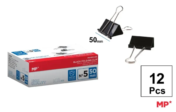 PINCE DOUBLE CLIP NOIRE 50 mm 12 Unités