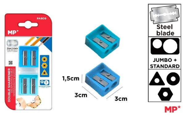 TAILLE-CRAYON DOUBLE EN PLASTIQUE