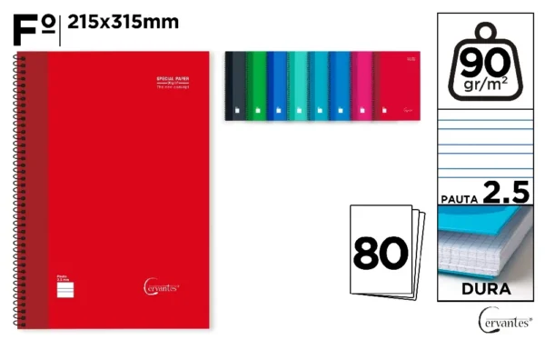 CAHIER À SPIRALE Fº 80 FEUILLES 90 g/m²