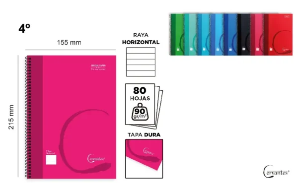 CAHIER À SPIRALE 4º 80 FEUILLES 90 g HOR