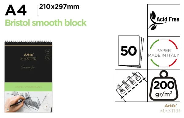 BLOC DE DESSIN BRISTOL 200 g/m² A4 50 FE
