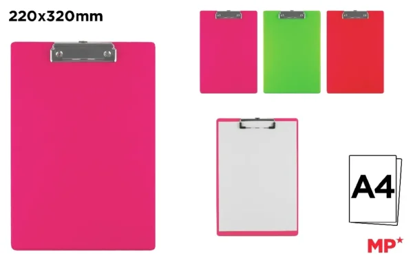 PORTE-BLOC EN PVC A4 AVEC PINCE.