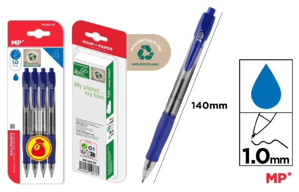 STYLOS POINTE 1.0 mm 4 Unités.