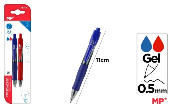 STYLO GEL POINTE 0,5 mm 2 Unités.