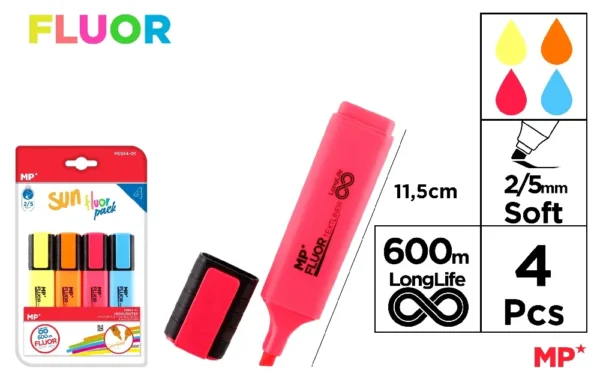 SURLIGNEUR TEXTLINER SUN PACK 4 Unités.