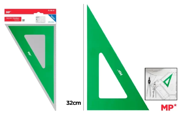 ÉQUERRE EN MÉTHACRYLATE VERT 32 cm.