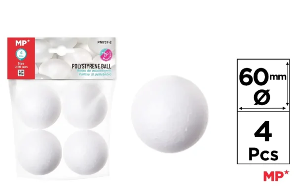 BOULE EN POLYSTYRÈNE 60 mm 4 Unités.