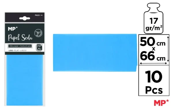 PAPIER DE SOIE BLEU 50 x 66 cm 10 Unités