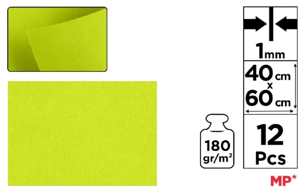 FEUTRINE 40 x 60 cm COULEUR JAUNE CLAIR