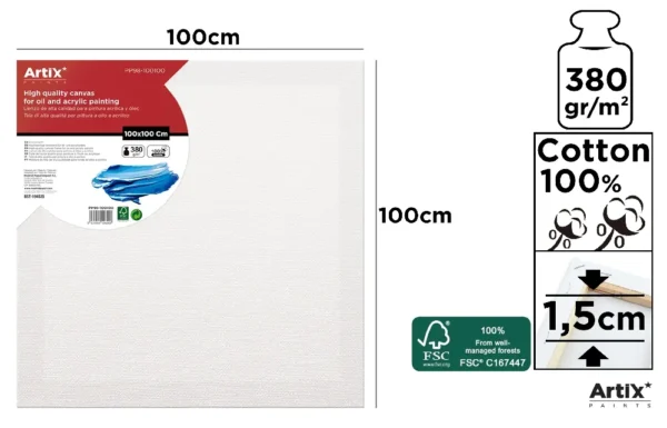 TOILE À PEINDRE 100 x 100 x 1,5 cm 380 g