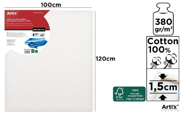 TOILE À PEINDRE 100 x 120 x 1,5 cm 380 g