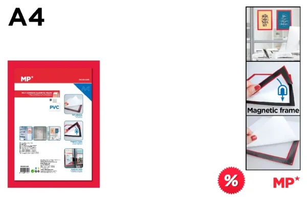 CADRE D AFFICHAGE MAGNÉTIQUE A4 ROUGE