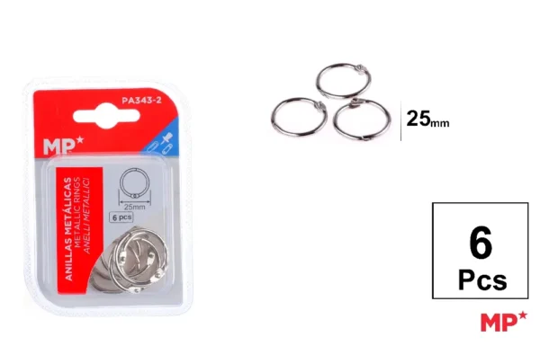 ANNEAUX MÉTALLIQUES 25 mm 6 Uds..