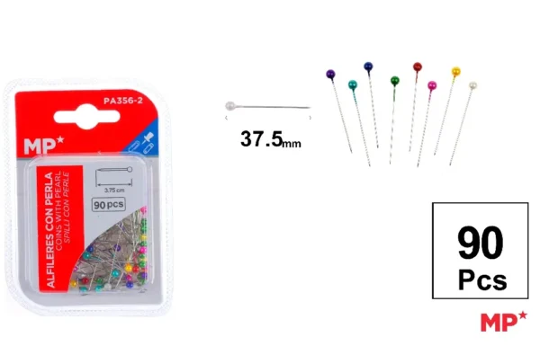 ÉPINGLES À TÊTE DE PERLE COULEUR 90 Uds.