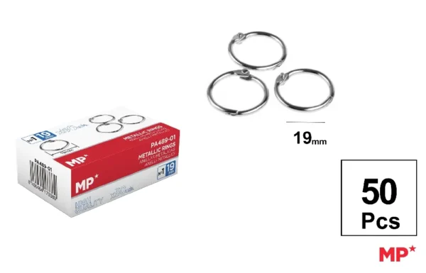 ANNEAUX MÉTALLIQUES 19 mm 50 Unités