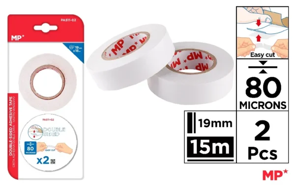 RUBAN ADHÉSIF DOUBLE FACE 80 MICRONS 19