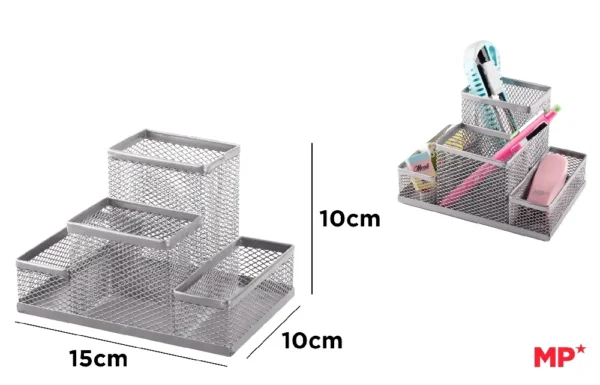 ORGANISATEUR DE BUREAU ARGENT 15,5 cm x