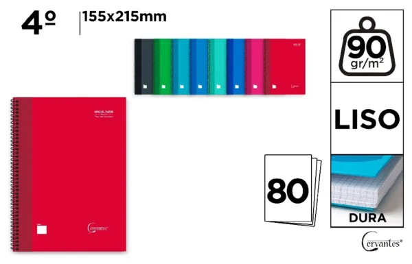 CARNET SPIRALÉ 4º 80 FEUILLES 90 g/m² LI