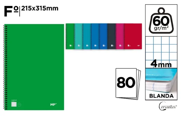 CAHIER À SPIRALE Fº 80 FEUILLES 60 g/m²