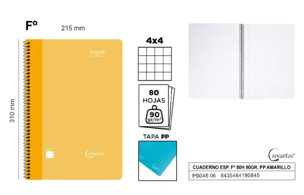 CAHIER À SPIRALE Fº 80 FEUILLES 90 g/m²