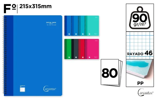 CAHIER À SPIRALE Fº 80 FEUILLES 90 g/m²P