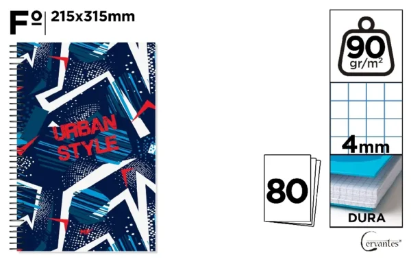 CAHIER À SPIRALE Fº 80 FEUILLES 90 g