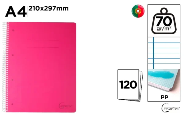 SPIRAL NOTEBOOK PP COVER COVERED A4 70 g
