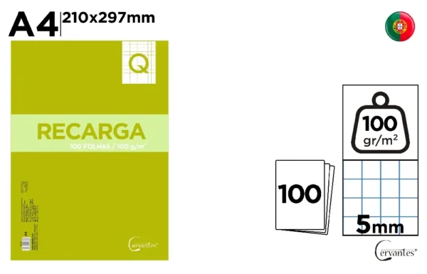 RECHARGES DE FEUILLES A4 100 FEUILLES 10