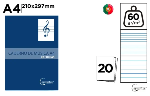 MUSIC NOTEBOOK A4 60 g/m² 1 STRIPE