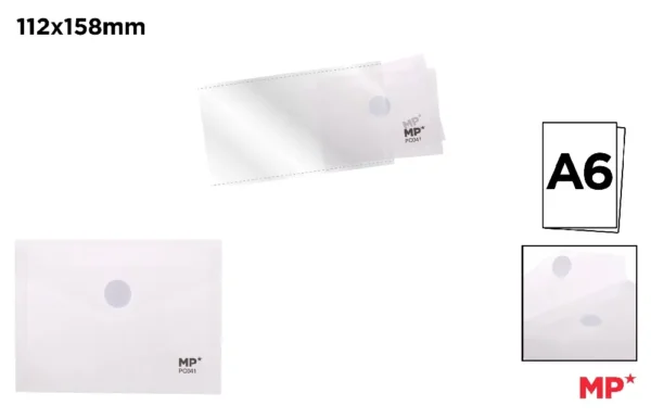 POCHETTE À FERMETURE BOUTON A6 TRANSPARE