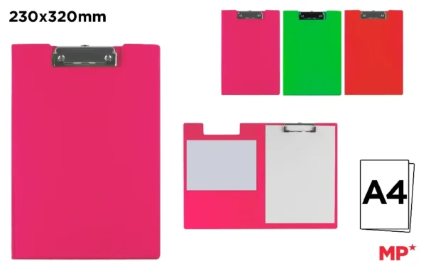 PORTE-BLOC EN PVC A4 AVEC PINCE.