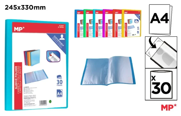 PORTE-VUE 30 POCHETTES A4 COUVERTURE PER