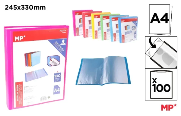 PORTE-VUE 100 POCHETTES A4 COUVERTURE PE