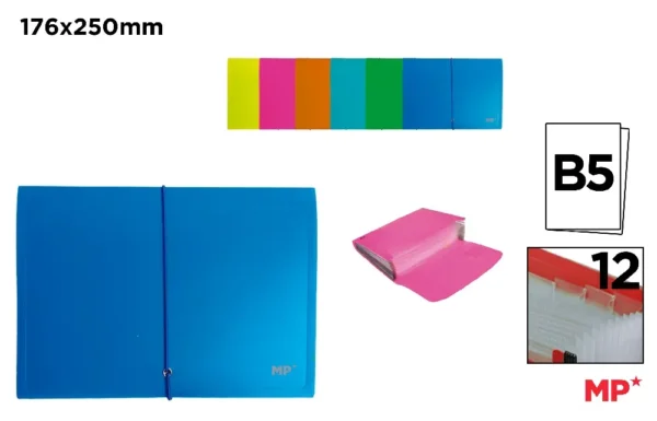 TRIEUR À SOUFFLET AVEC ÉLASTIQUE B5 FLUO
