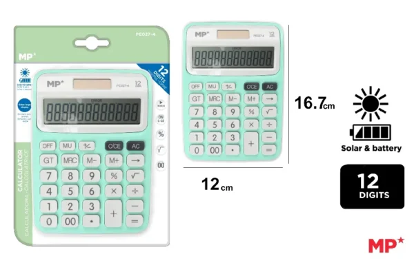 CALCULATRICE SOLAIRE ET À PILES VERT CLA