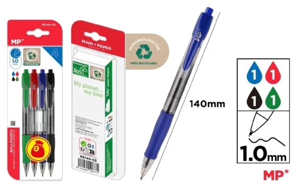 STYLOS À POINTE 1.0MM 4PCS
