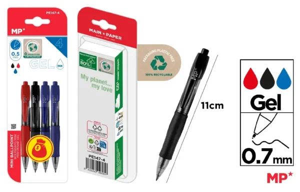 MINI POINTE STYLO GEL 0.7MM 4PCS