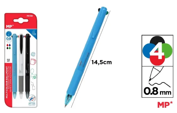 STYLO 4 COULEURS 3 Unités 0,7 mm.
