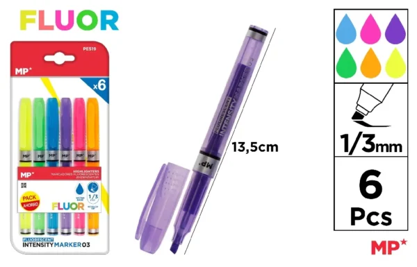 SURLIGNEUR FLUORESCENT 6 Unités PACK ÉCO