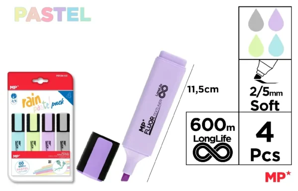 SURLIGNEUR TEXTLINER RAIN PACK 4 Unités.