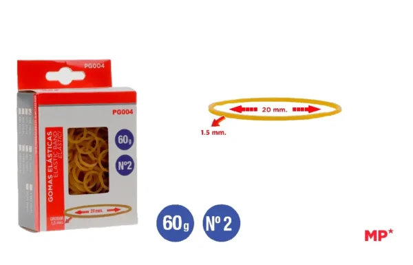 ÉLASTIQUES BOÎTE DE 60 g 20 x 1,5 mm.