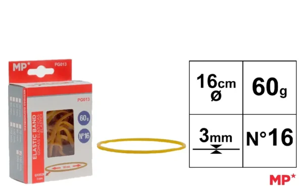 ÉLASTIQUES BOÎTE DE 60 g 160 x 3 mm.
