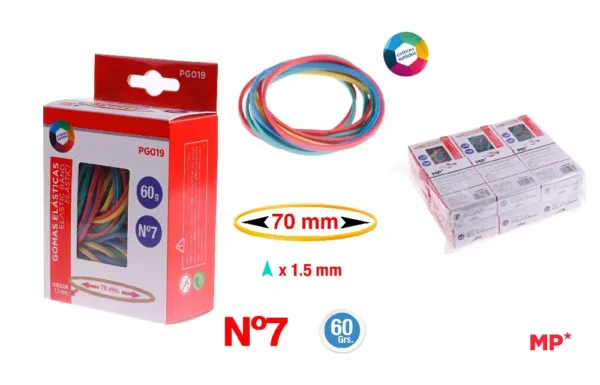 ÉLASTIQUES COULEUR BOÎTE DE 60 g 70 x 2.