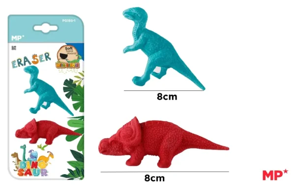 GOMME DE COULEUR DINOSAURE 2 Unités.