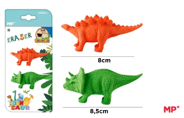 GOMME DE COULEUR DINOSAURE 2 Unités.