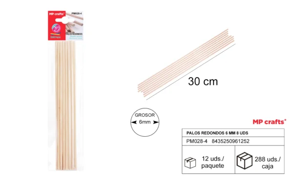 BÂTON ROND 6 mm 8 Unités.