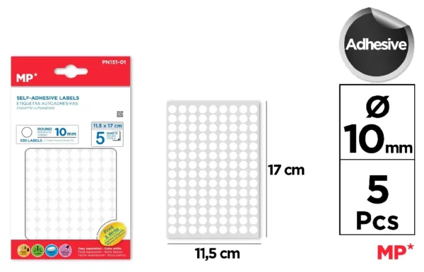 ÉTIQUETTES BLANCHES ø 10 mm 630 Unités 5